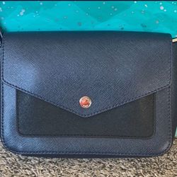 New MK - Michael Kors Small Saffiano Leather Envelope Crossbody Bag Navy:Black
