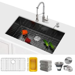 Black Stainless Steel Undermount Kitchen Sink 32x18