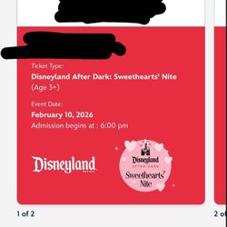 Disney Sweetheart Nite Tickets 