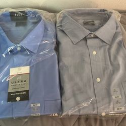 New Van Heusen Big Fit 18.5 Ultra Winkle Free 2 shirts both blue 