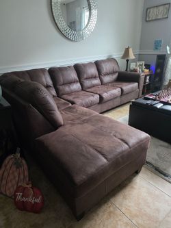 Brown Microfiber Sectional Sofa with Chaise