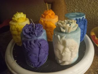 Soy candles 5 inches 4 colors. 5.00  EACH