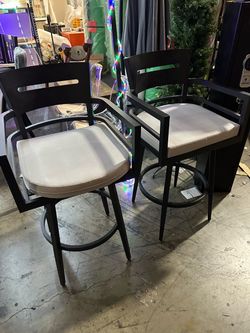 New 2 Pcs Outdoor Patio Barstool Bar Chairs
