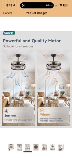 LEDIARY 16.5in Caged Ceiling Fan with Light, Fandelier Industrial Ceiling Fan with Remote, Rustic Metal Fan Lights Ceiling Fixtures for Kitchen, Farmh