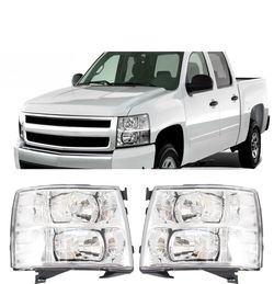 Fits 2007-2014 13 Chevy Silverado 1(contact info removed)HD 3500HD Chrome Headlights LH&RH Set