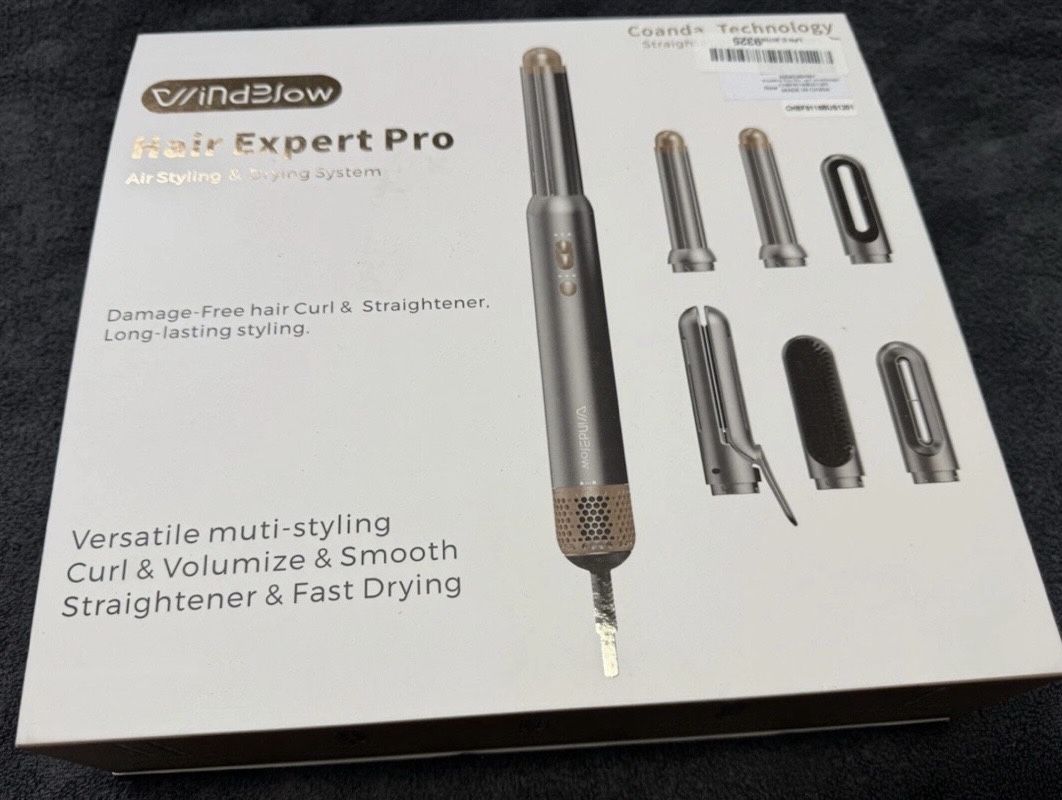 WindBlow Hair Dryer Brush 6-in-1 Auto Wrap Curlers Straightener 1200watts