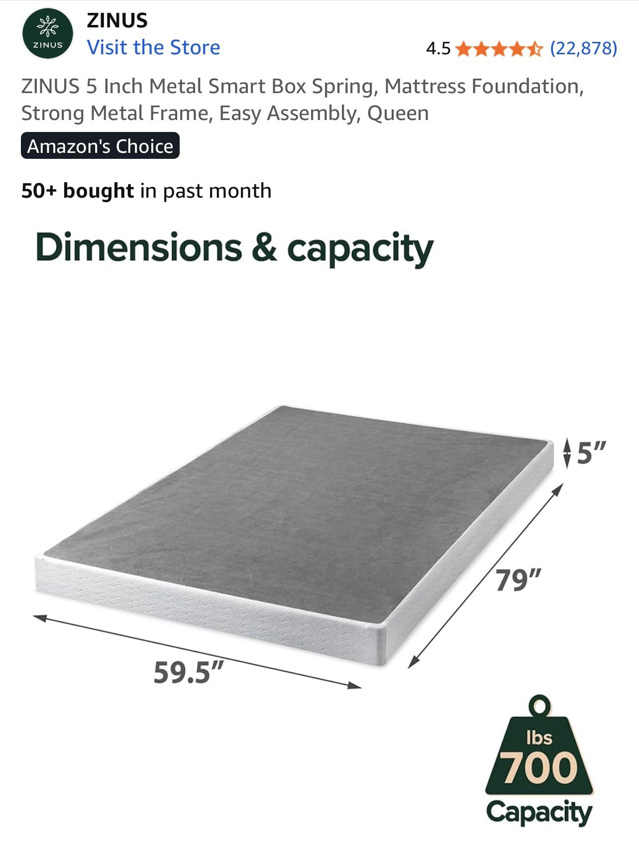 5 Inch Metal Smart Box Spring - Foundation