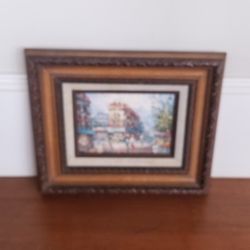 Original Painting Building Town People $40