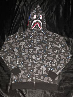 Bape Shark Full Zip-Up Hoodie, Black, Size XL