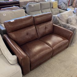 Abbyson Brevin Leather Reclining Loveseat