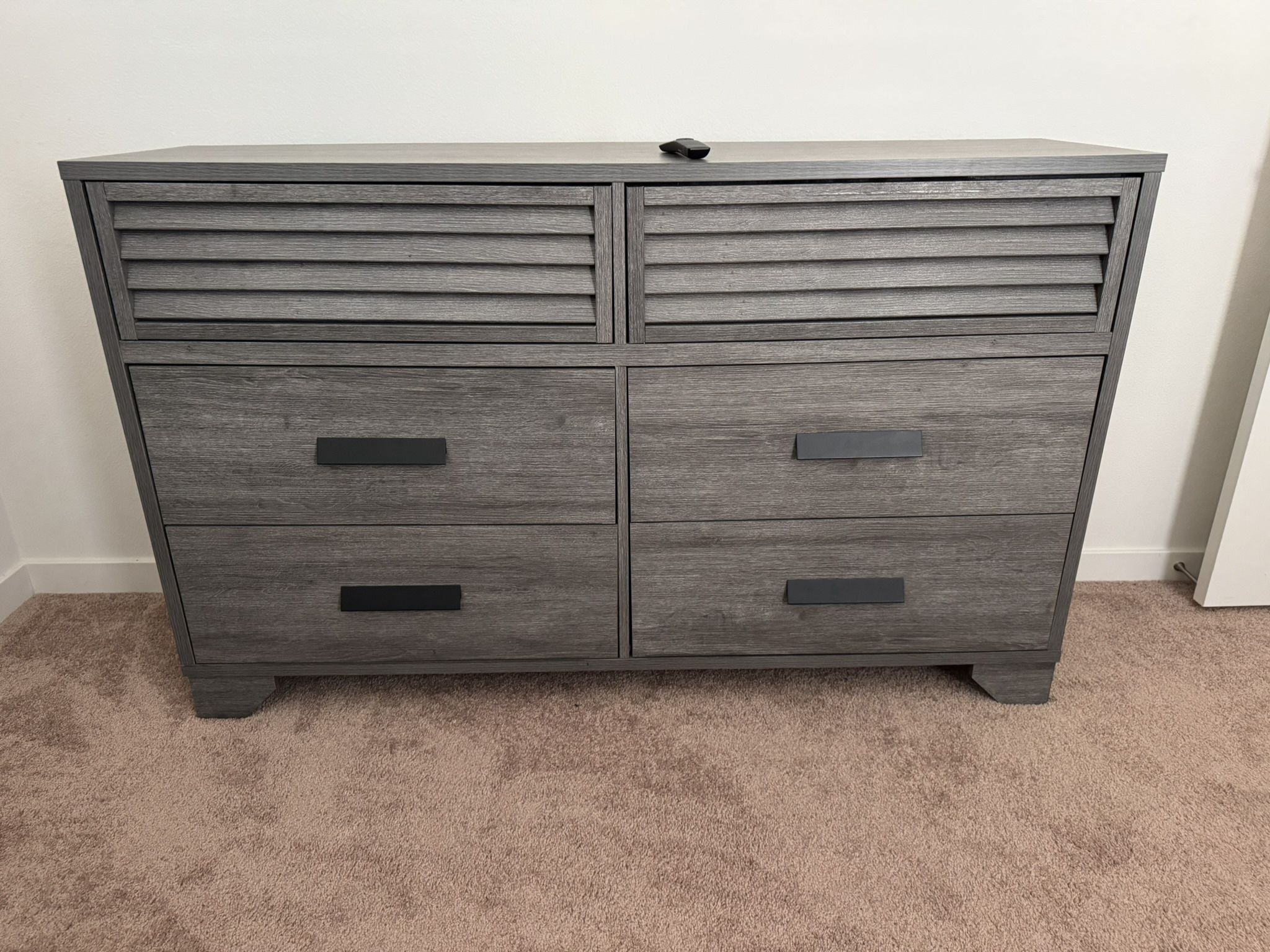 Grey Dresser 4 Drawers 2 Pull Down