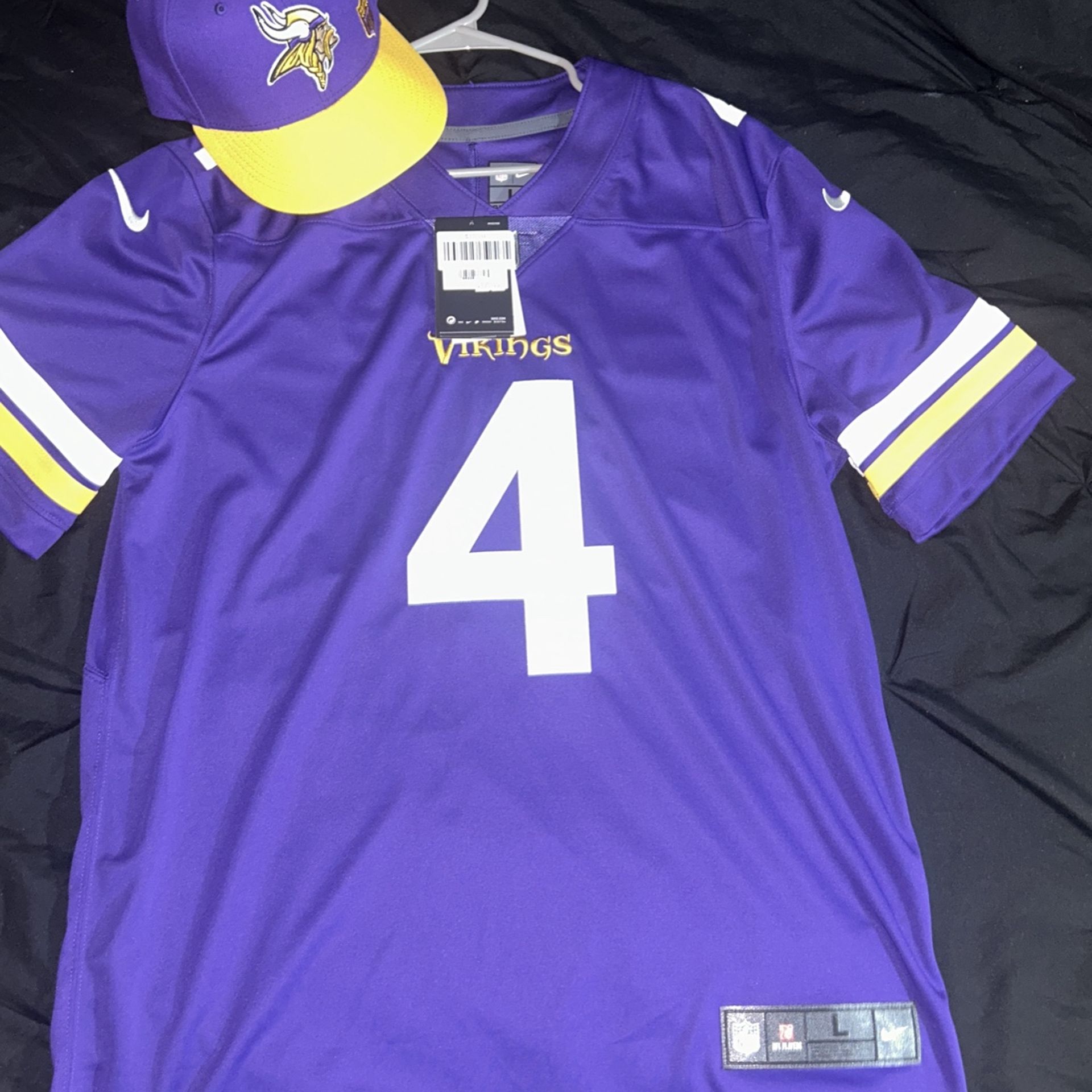 vikings jersey and hat brand new 