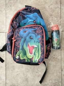 Backpack and Lunchbox Box Set with Water bottle, Dinosaur, New