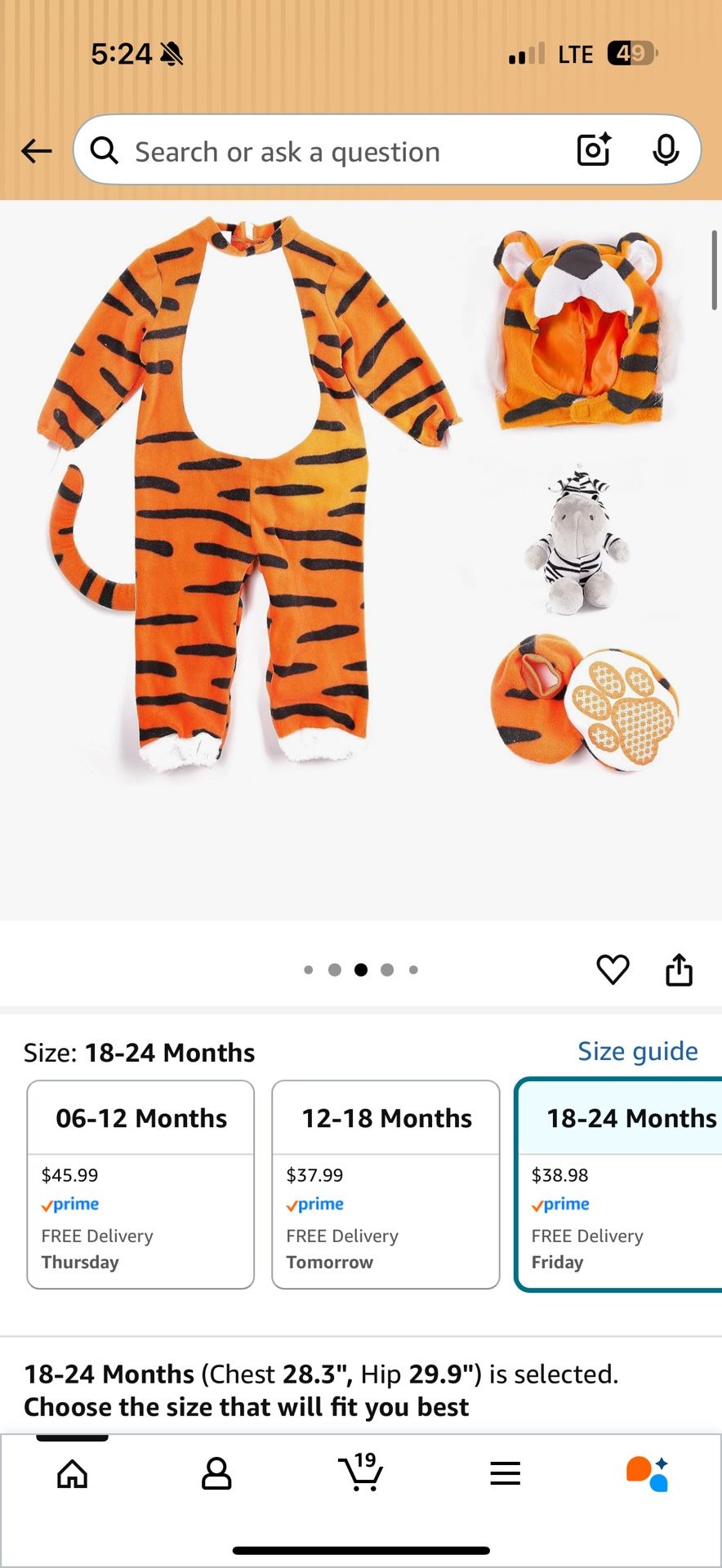Child Tiger Costume 