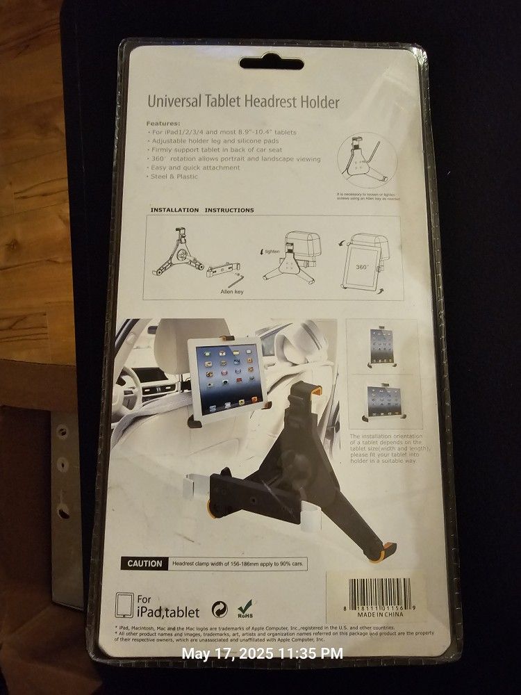 Universal Tablet Holder For Headrest
