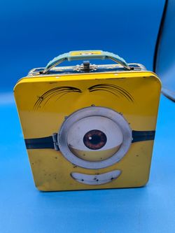 Minions yellow metal tin lunchbox