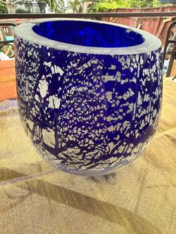 Heavy Cobalt Blue Art Glass Vessel
