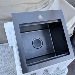 Zeesink Black Bar Sink,Drop in Bar Sink 17" X 17",Stainless Steel Bar Sink, Deep Black Kitchen Sinks