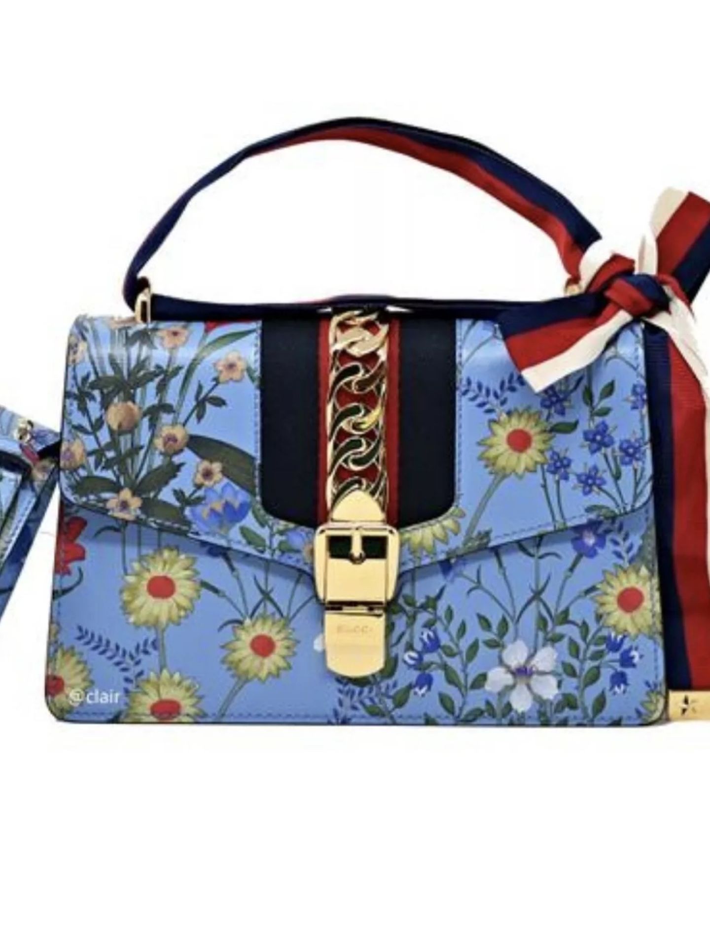 NWT Authentic Gucci Small Sylvie Flora Leather Shoulder Bag