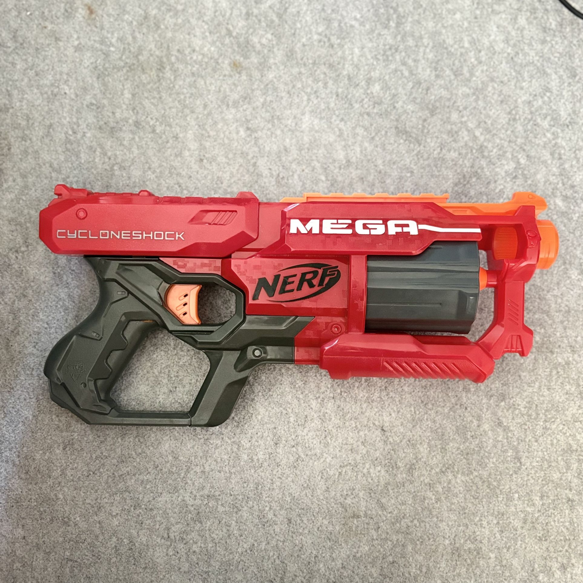 Nerf Mega CycloneShock Blaster Gun Red Gray Tested Works No Darts