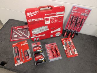 New Milwaukee Mechanics & Hand Tool Set - 56pc Socket & Accessories Bundle