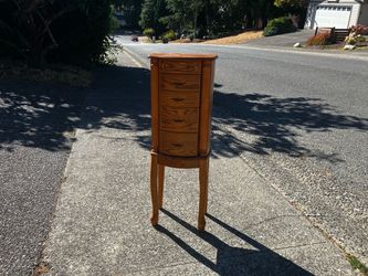 Large Wooden Jewelry Box Bedroom House Home Women Clothes Style Rings Ear Rings Necklaces 40” Tall In Good Condition