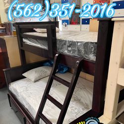 Cherry Twin/Full Pinewood Bunk Bed