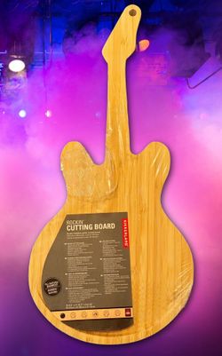 NEW!! In Packaging, Kikkerland, Rockin’ Cutting Board, Guitar Shaped Bamboo Cutting Board