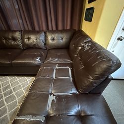 Sectional sofa brown as i s