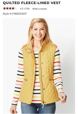 NWT $120 TALBOTS Sz XS Yellow Fleece Lined Quilted Vest. Condition is "New with tags". A polished casual must—the quilted vest pairs beautifully wit