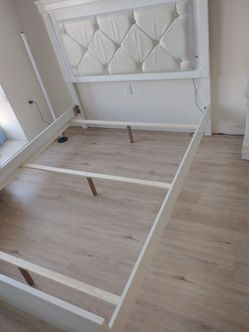 White Tufted Upholstered Bed Frame
