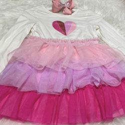 New! Cat & Jack Heart Dress w/ Hair Bow *2T
