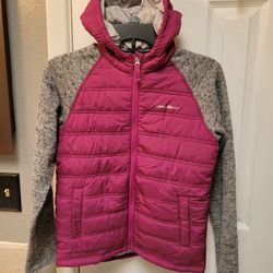 Eddie Bauer Girls Sugar Plum Puffer/Knit Jacket Sz 10/12 L 