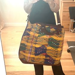 Incredible Giant 🎁 HUIPIL Guadamalan Weekender. Crossbody BOHO Handwoven And Leather Crafted. 