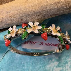 481-POMT New With Tags Betsey Johnson Cuff  Strawberries, Leaf, Flower Bracelet