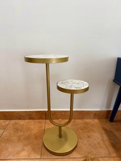 Zuo Modern Marc Side Table - White Marble & Gold 2-Tier End Table