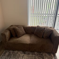Brown Corduroy Loveseat - Couch 