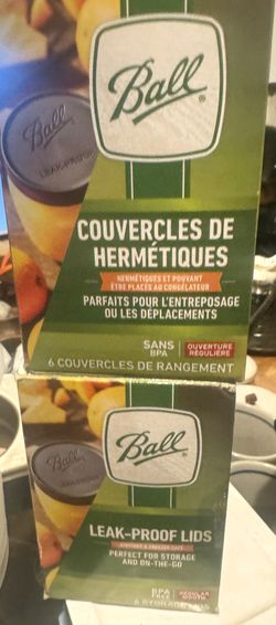 Ball Leak-Proof Storage Lids - Regular Mouth - 2 boxes, 12 lids - New