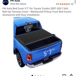 PM Auto Bed Cover 5'7" for Toyota Tundra 2007-2021 Soft Roll-Up Tonneau Cover - Waterproof Pickup Truck Bed Covers Accessories with Easy Installation