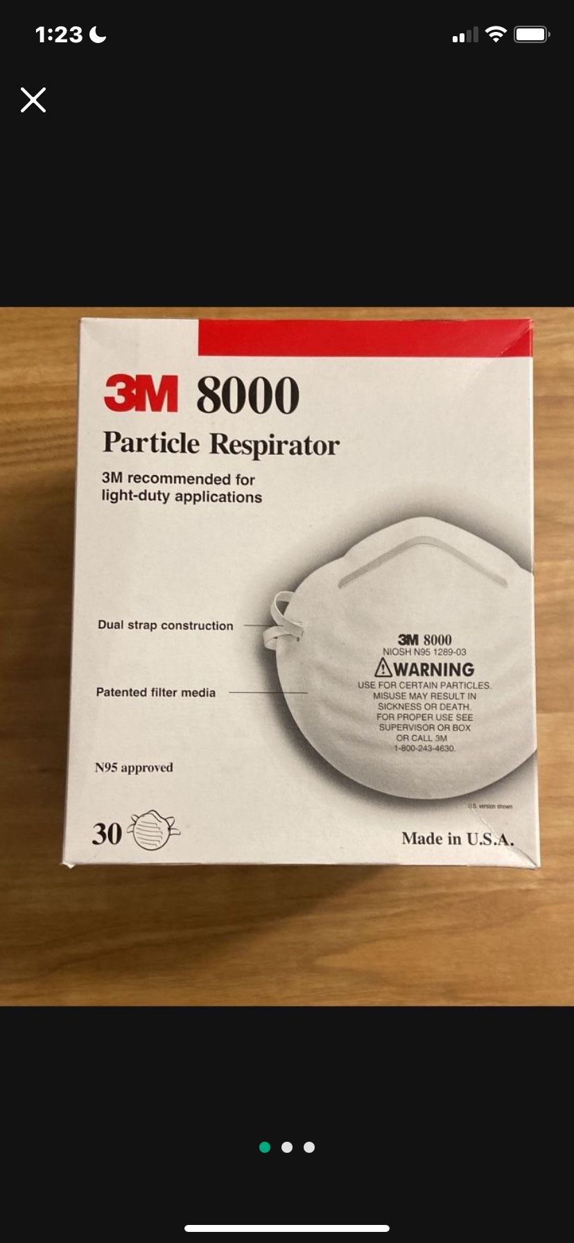 3M 8000 Particle Respirator New Box Of 30