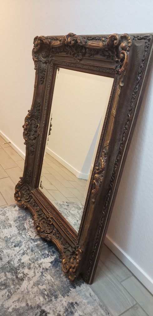 Antique Mirror with Large Carved Gold Gilded Frame