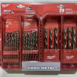 MILWAUKEE RED HELIX 29PC COBALT DRILL BIT SET