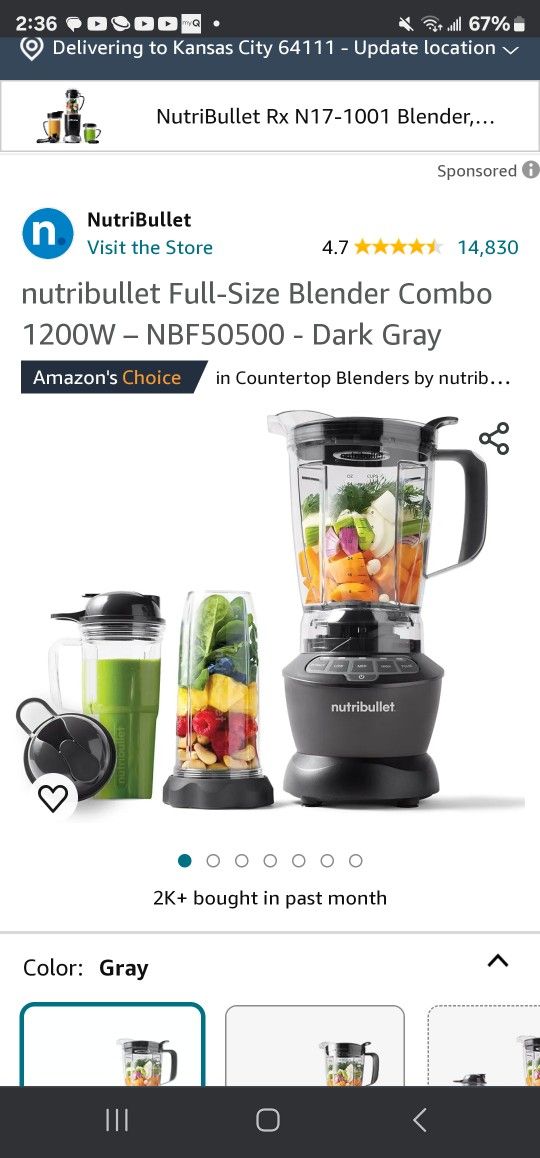 nutribullet Full-Size Blender Combo 1200W – NBF50500 - Dark Gray