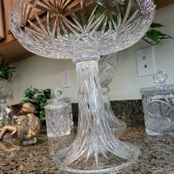Crystal  Cake Plate  Perfect Vintage New  Heavy  100 Dollars 