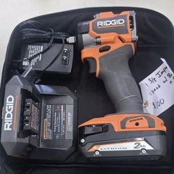 NEW RIDGID 18V BRUSHLESS 3/8" IMPACT WRENCH WITH 2.0 BATTERY AND CHARGER IN BAG FOR 100$