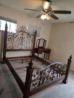 Used Queen Bed Frame + Matching Vanity
