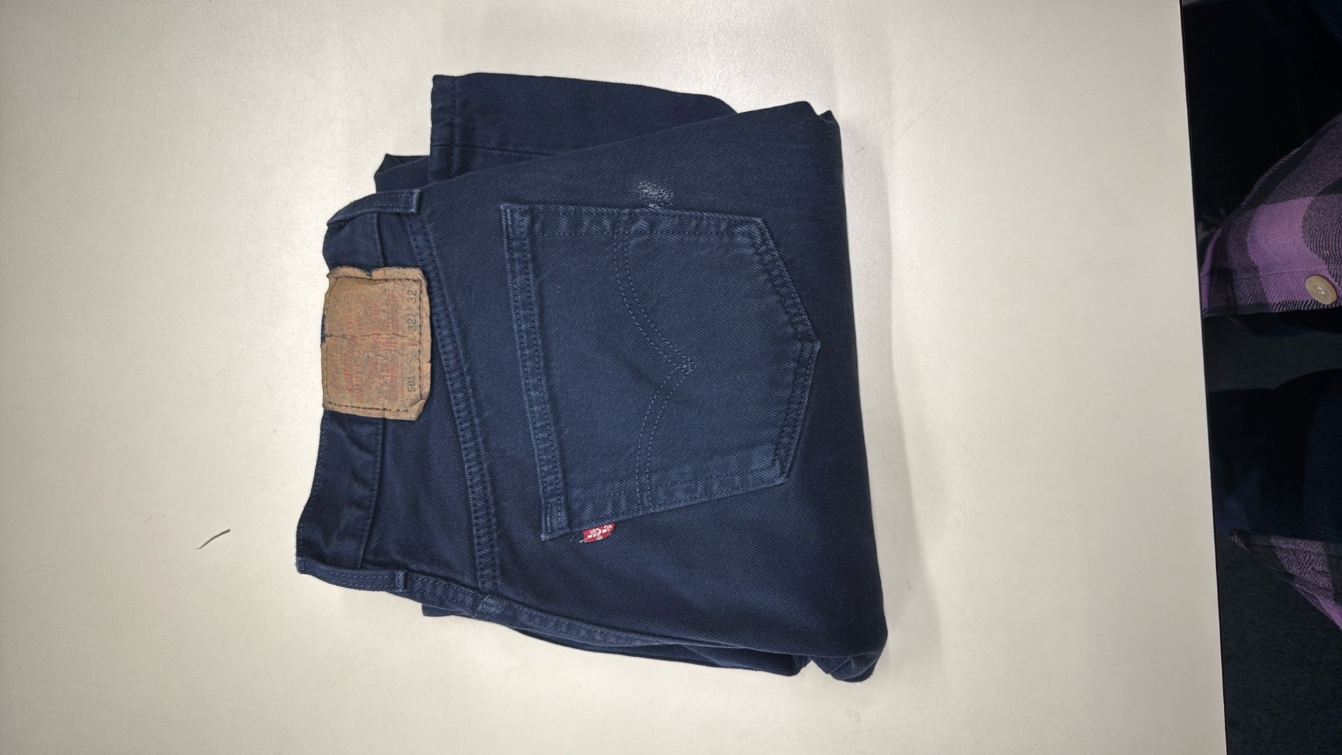 Levi 501 Button Fly Navy Blue