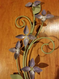 Purple Flower Candleholder Wall Decoration