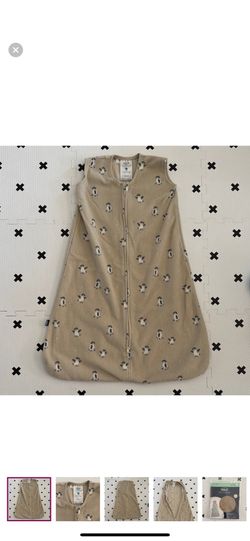 Halo sleepsack micro fleece Tan with penguin Design M 6-12 months tog 1.0