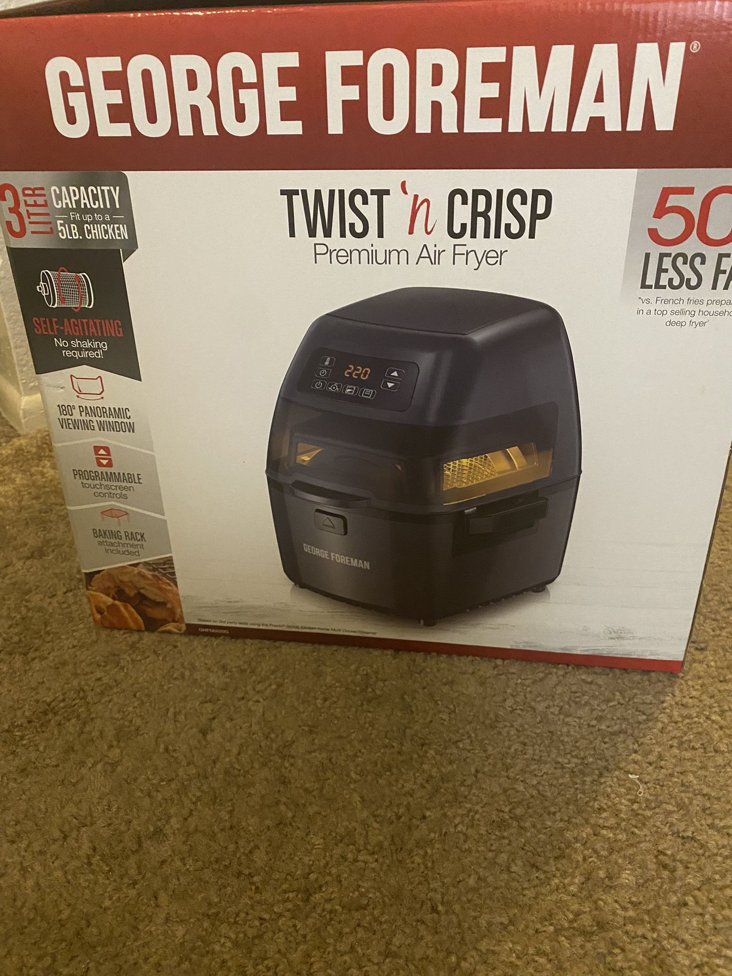 George Foreman Twist 'N Crisp Premium Air Fryer With Bake Rack 